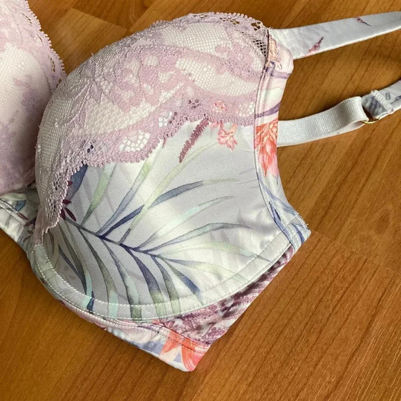 Pleasure State Bra, Pastel‎ Floral Design with Lace, Size 32E - Picture 2 of 8